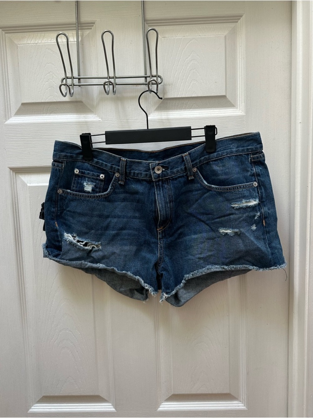 Rag & Bone Johny Cut off short Distressed Dark Blue Denim Shorts 32